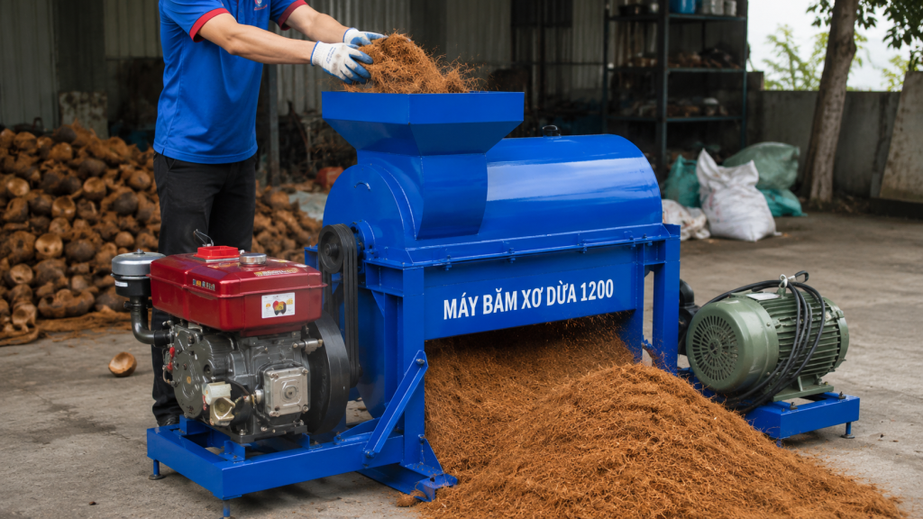 MÁY BĂM XƠ DỪA ĐẦU NỔ 30HP