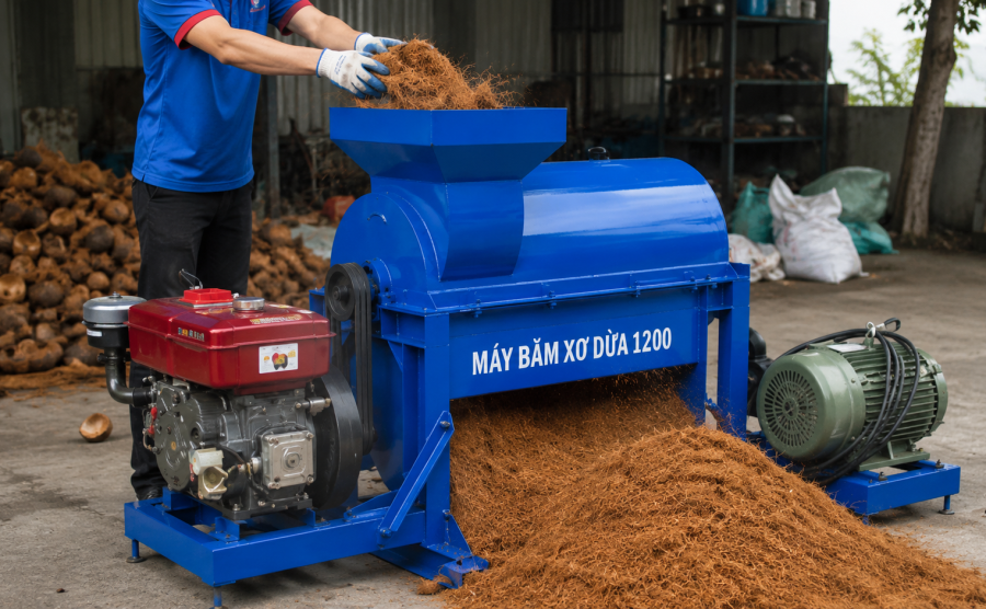 MÁY BĂM XƠ DỪA ĐẦU NỔ 30HP